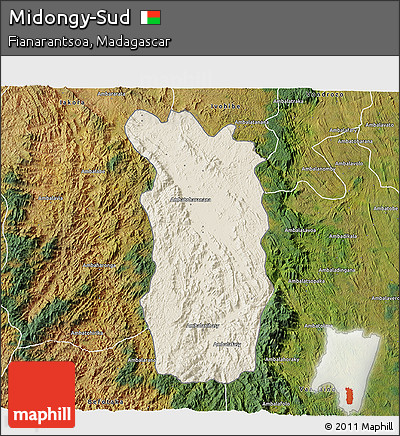 Shaded Relief 3D Map of Midongy-Sud, satellite outside