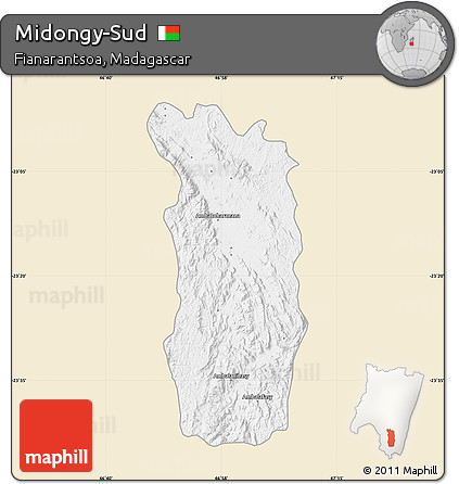 Classic Style Map of Midongy-Sud, single color outside