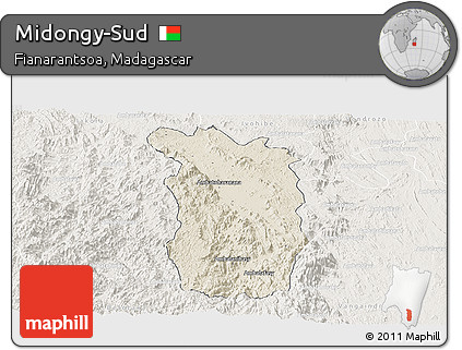 Shaded Relief Panoramic Map of Midongy-Sud, lighten