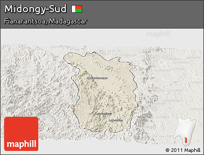 Shaded Relief Panoramic Map of Midongy-Sud, lighten