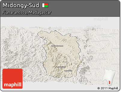 Shaded Relief Panoramic Map of Midongy-Sud, lighten