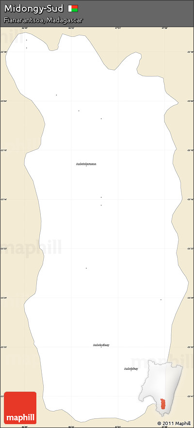 Classic Style Simple Map of Midongy-Sud, single color outside