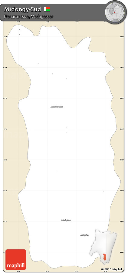 Classic Style Simple Map of Midongy-Sud, single color outside