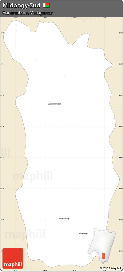 Classic Style Simple Map of Midongy-Sud, single color outside