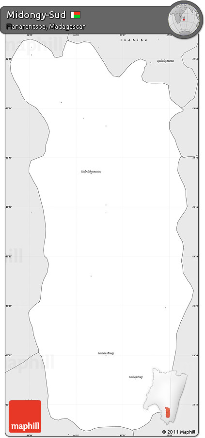 Silver Style Simple Map of Midongy-Sud