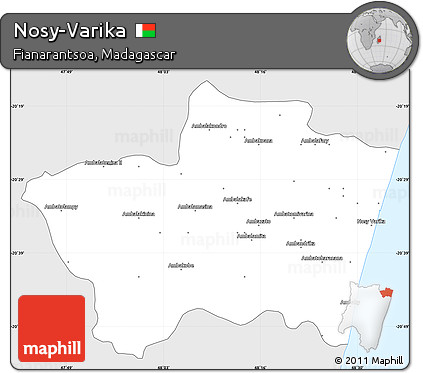 Silver Style Simple Map of Nosy-Varika, single color outside