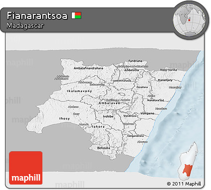 Gray Panoramic Map of Fianarantsoa, single color outside