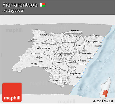 Gray Panoramic Map of Fianarantsoa, single color outside