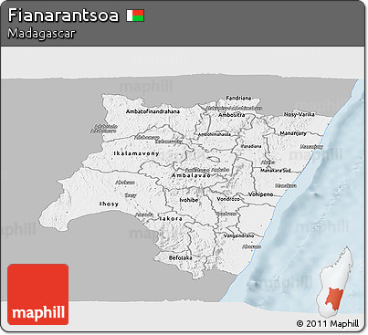 Gray Panoramic Map of Fianarantsoa, single color outside