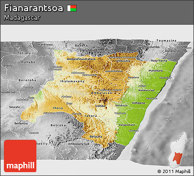 Physical Panoramic Map of Fianarantsoa, desaturated