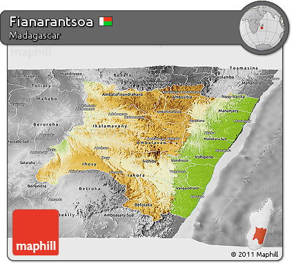 Physical Panoramic Map of Fianarantsoa, desaturated