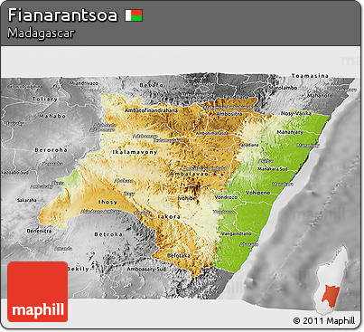 Physical Panoramic Map of Fianarantsoa, desaturated