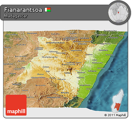 Physical Panoramic Map of Fianarantsoa, satellite outside