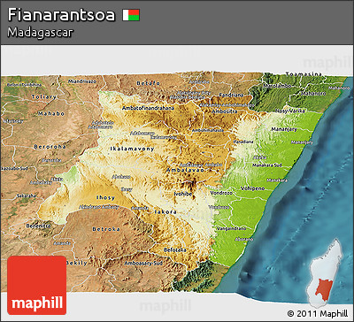 Physical Panoramic Map of Fianarantsoa, satellite outside