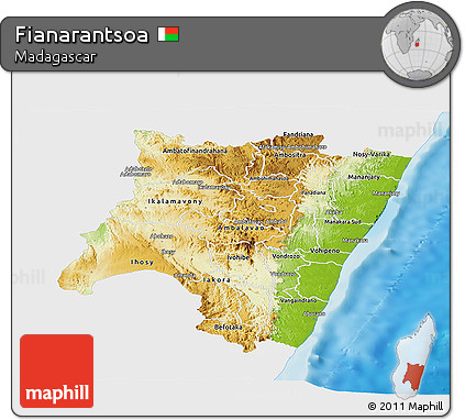 Physical Panoramic Map of Fianarantsoa, single color outside