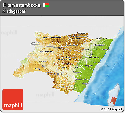 Physical Panoramic Map of Fianarantsoa, single color outside