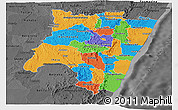 Political Panoramic Map of Fianarantsoa, darken, desaturated