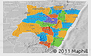 Political Panoramic Map of Fianarantsoa, lighten, desaturated