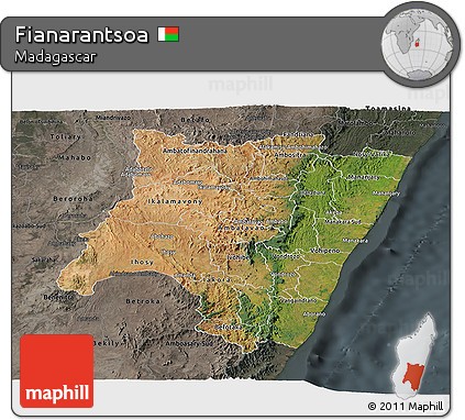 Satellite Panoramic Map of Fianarantsoa, darken, semi-desaturated