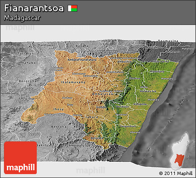 Satellite Panoramic Map of Fianarantsoa, desaturated