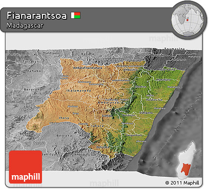 Satellite Panoramic Map of Fianarantsoa, desaturated