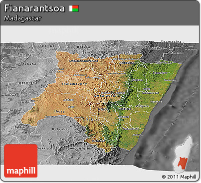 Satellite Panoramic Map of Fianarantsoa, desaturated