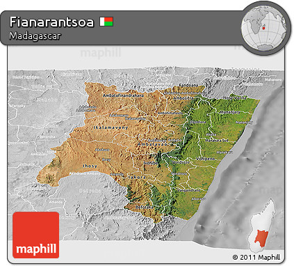 Satellite Panoramic Map of Fianarantsoa, lighten, desaturated