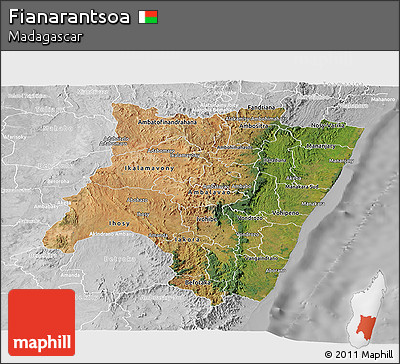 Satellite Panoramic Map of Fianarantsoa, lighten, desaturated