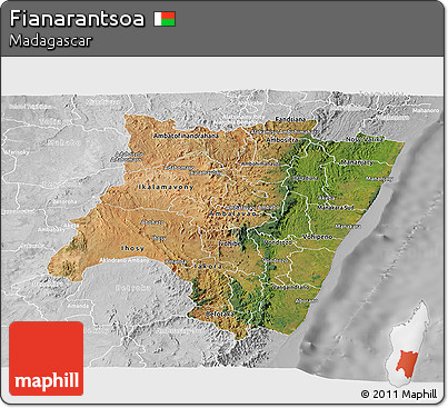 Satellite Panoramic Map of Fianarantsoa, lighten, desaturated