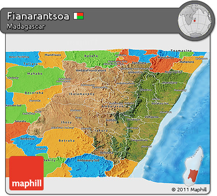 Satellite Panoramic Map of Fianarantsoa, political outside