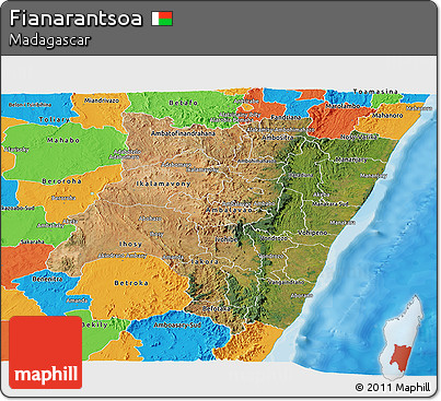 Satellite Panoramic Map of Fianarantsoa, political outside