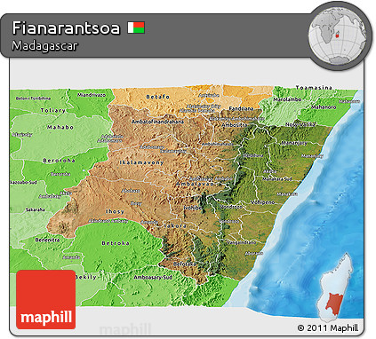 Satellite Panoramic Map of Fianarantsoa, political shades outside