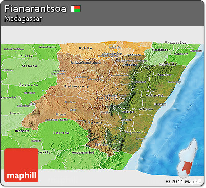 Satellite Panoramic Map of Fianarantsoa, political shades outside
