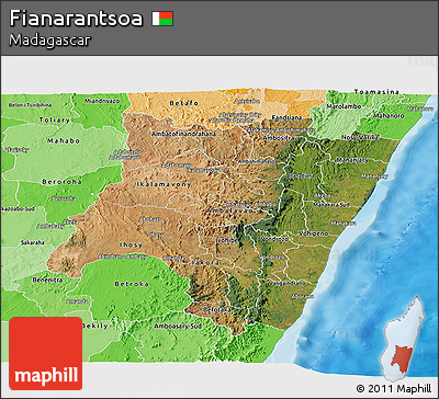 Satellite Panoramic Map of Fianarantsoa, political shades outside