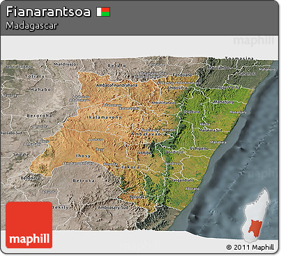 Satellite Panoramic Map of Fianarantsoa, semi-desaturated