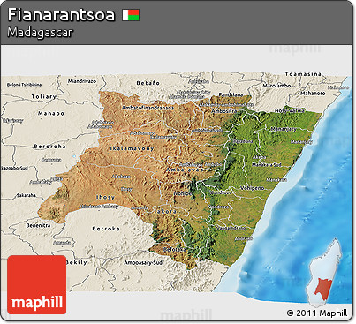 Satellite Panoramic Map of Fianarantsoa, shaded relief outside