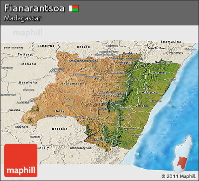 Satellite Panoramic Map of Fianarantsoa, shaded relief outside