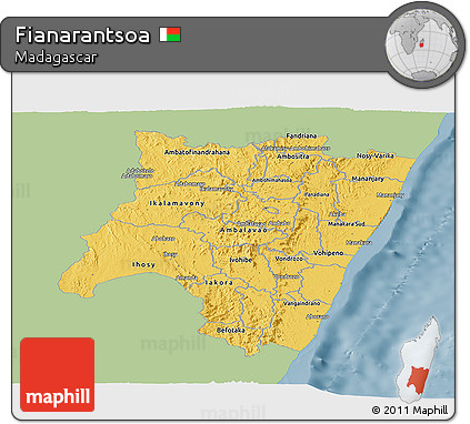 Savanna Style Panoramic Map of Fianarantsoa, single color outside
