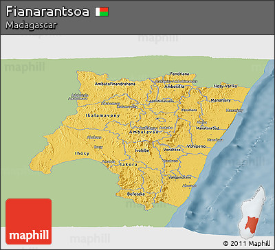 Savanna Style Panoramic Map of Fianarantsoa, single color outside