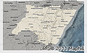 Shaded Relief Panoramic Map of Fianarantsoa, darken, semi-desaturated