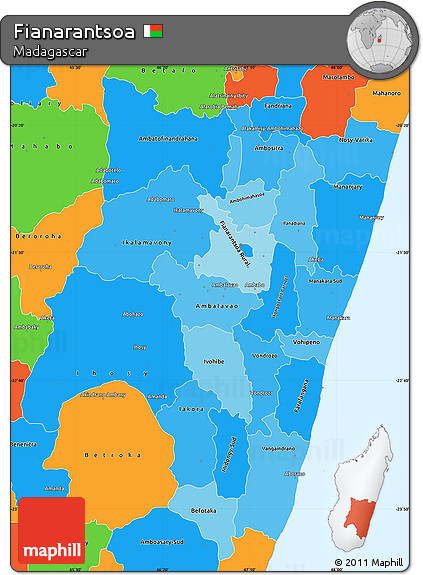 Political Shades Simple Map of Fianarantsoa, political outside