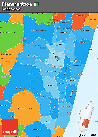 Political Shades Simple Map of Fianarantsoa, political outside