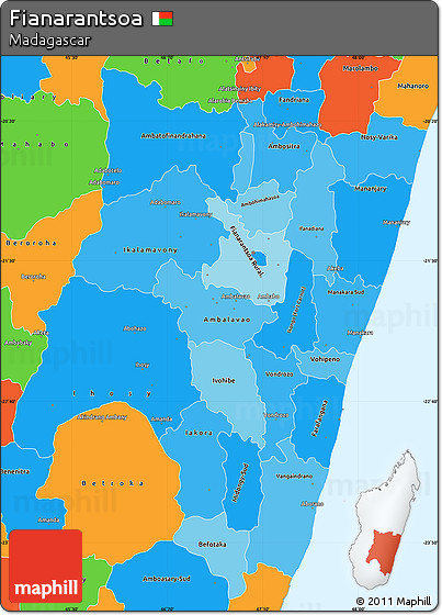 Political Shades Simple Map of Fianarantsoa, political outside