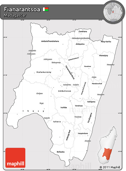 Silver Style Simple Map of Fianarantsoa, cropped outside