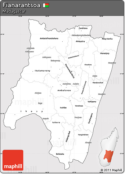 Silver Style Simple Map of Fianarantsoa, cropped outside