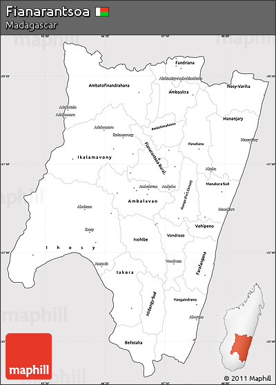 Silver Style Simple Map of Fianarantsoa, cropped outside
