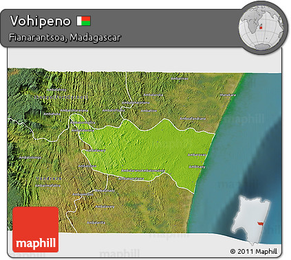 Physical 3D Map of Vohipeno, satellite outside
