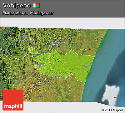 Physical 3D Map of Vohipeno, satellite outside