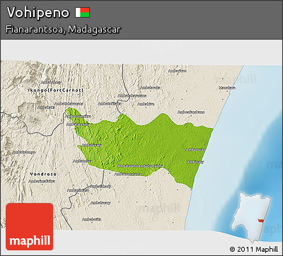 Physical 3D Map of Vohipeno, shaded relief outside