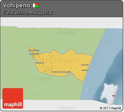 Savanna Style 3D Map of Vohipeno, single color outside
